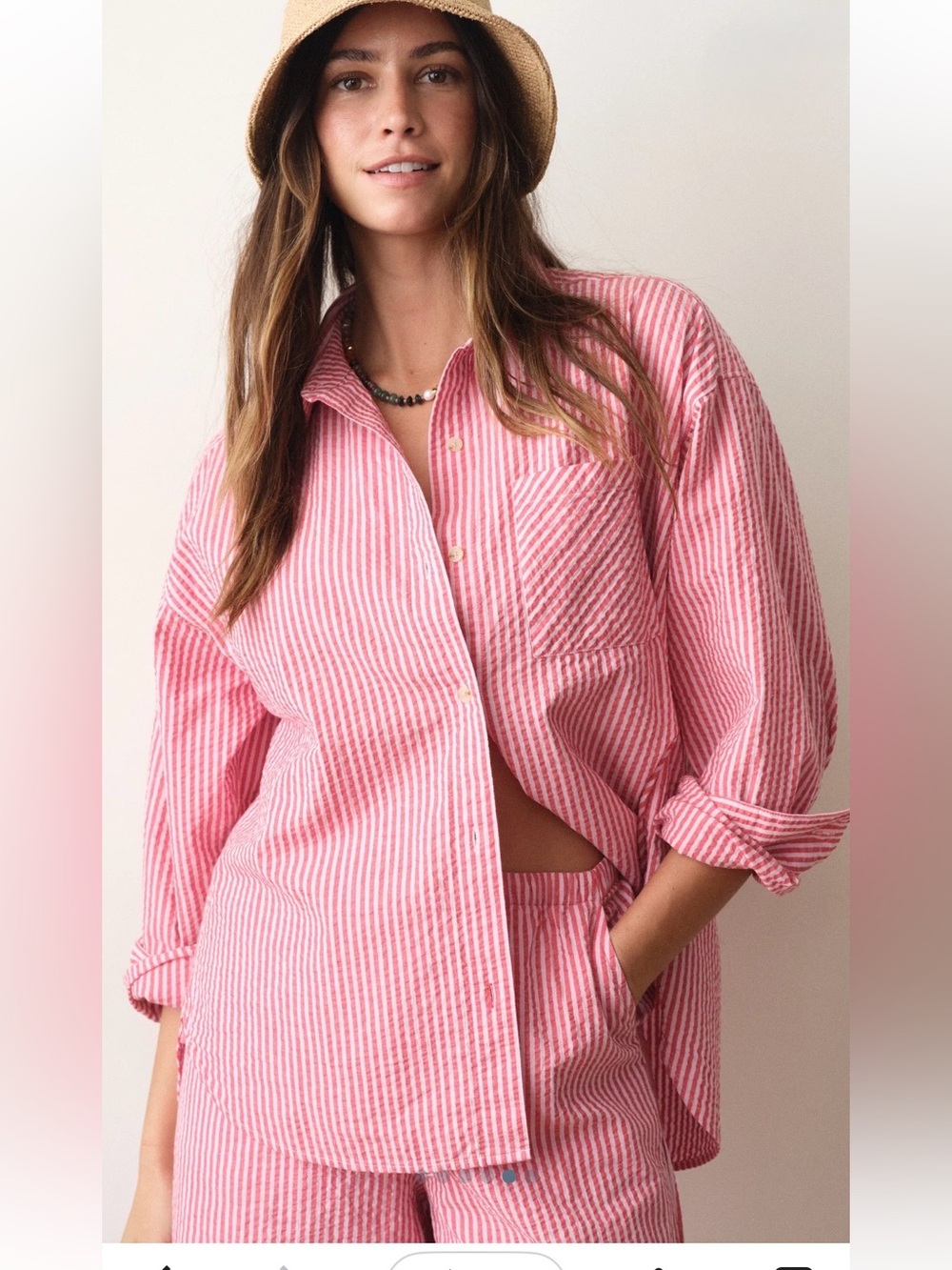 Marine Layer Gracey Oversized Seersucker Shirt Size Small